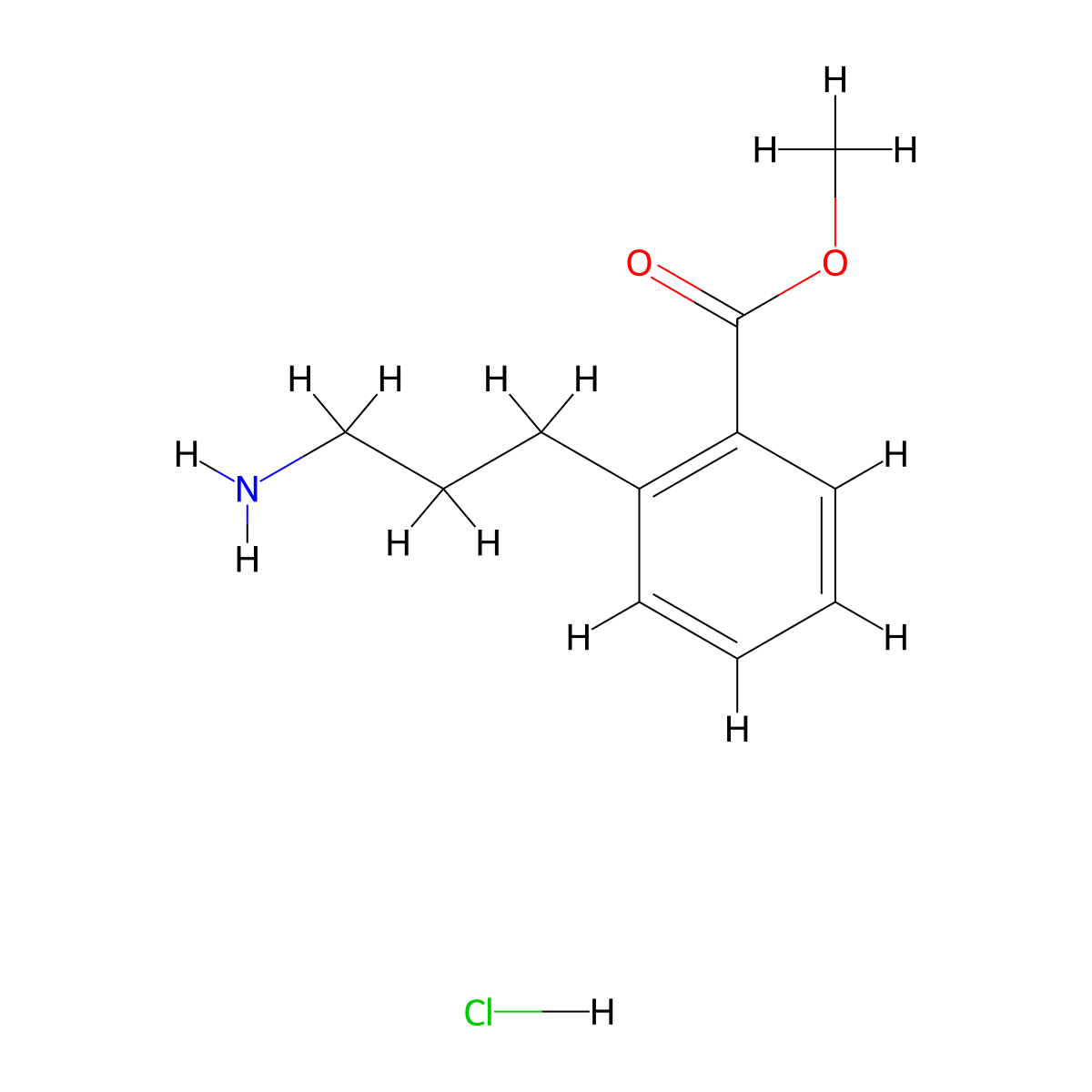 Methyl 2-(3-aminopropyl)benzoate hydrochloride molecular structure, CAS 82234-96-6