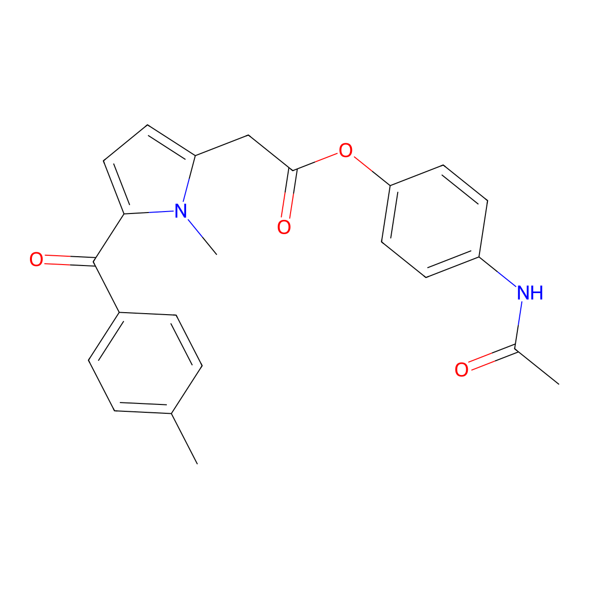 4-(acetylamino)phenyl 1-methyl-5-(4-methylbenzoyl)-1H-pyrrole-2-acetate molecular structure, CAS 82239-77-8