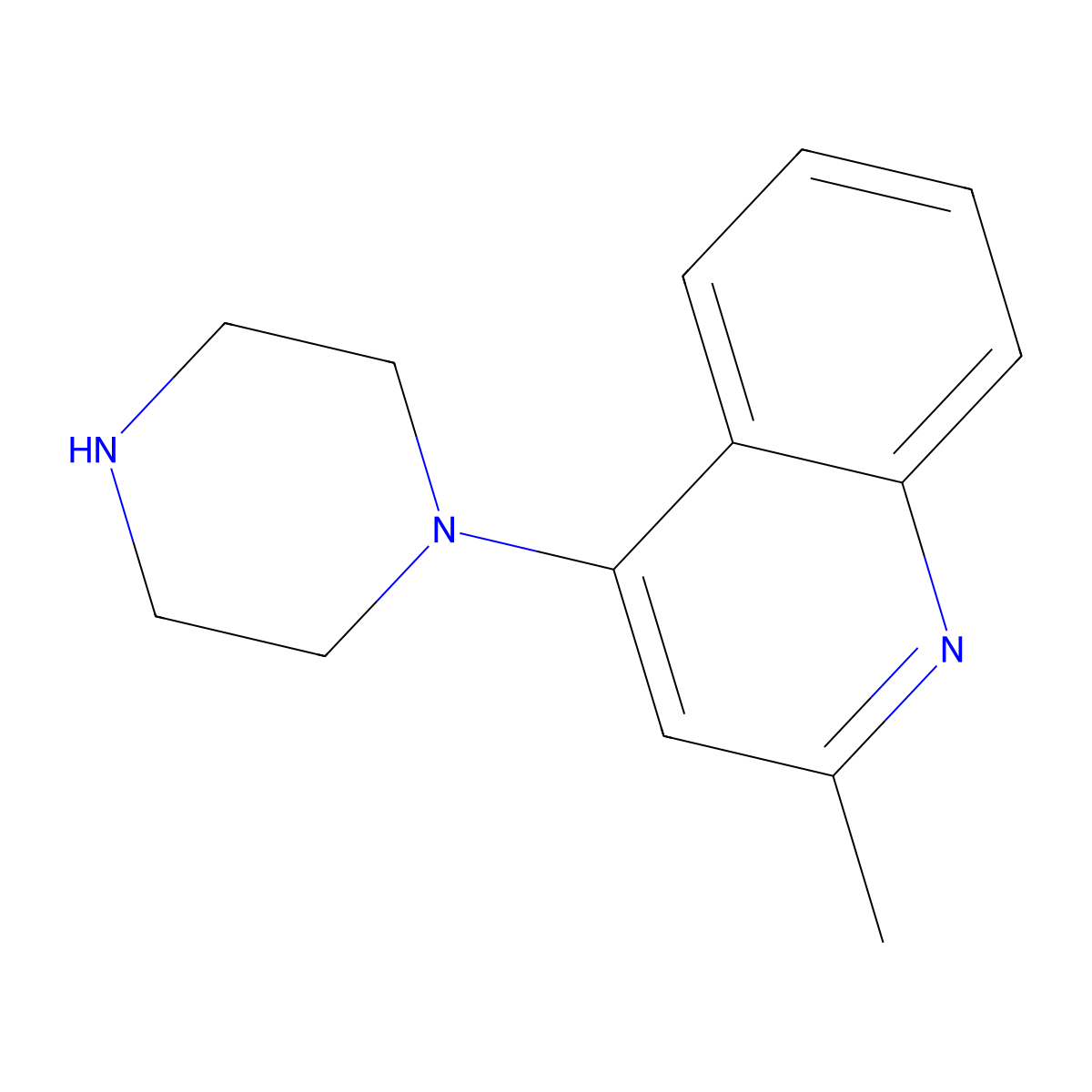 2-Methyl-4-(piperazin-1-yl)quinoline molecular structure, CAS 82241-22-3