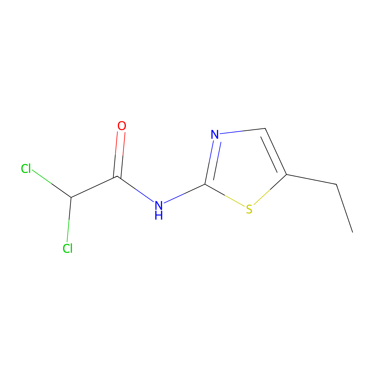 2,2-dichloro-N-(5-ethyl-1,3-thiazol-2-yl)acetamide molecular structure, CAS 82245-83-8