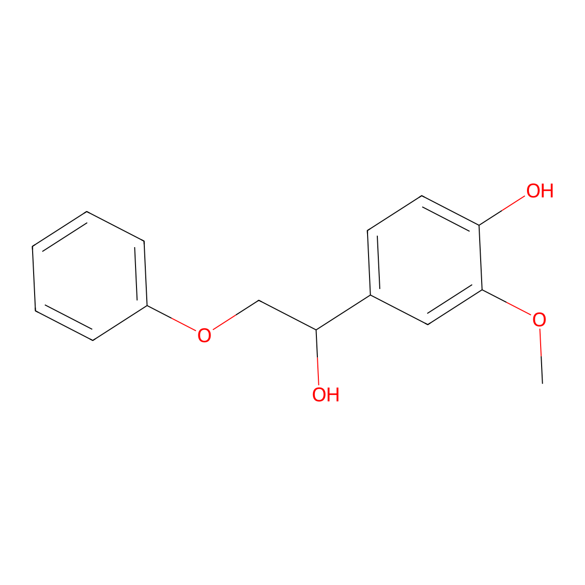 4-(1-Hydroxy-2-phenoxyethyl)-2-methoxyphenol molecular structure, CAS 82246-93-3