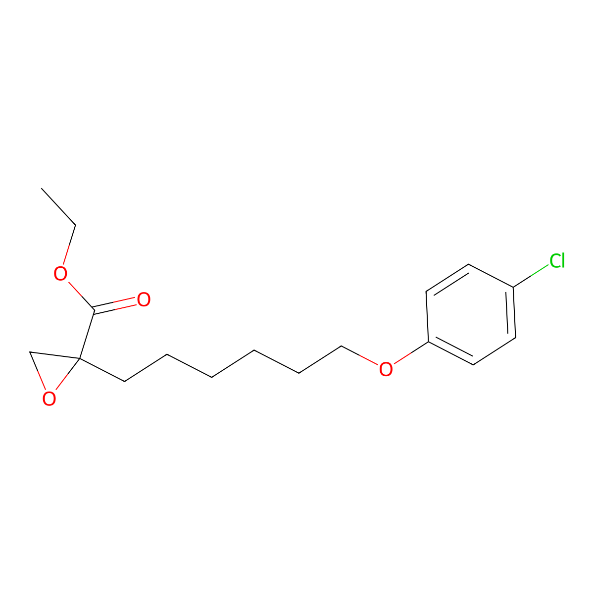 Ethyl 2-(6-(4-chlorophenoxy)hexyl)-2-oxiranecarboxylate molecular structure, CAS 82258-36-4