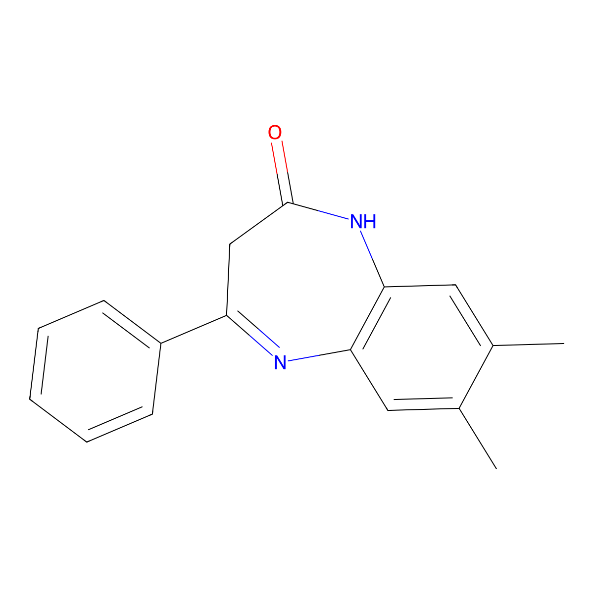 7,8-Dimethyl-4-phenyl-1,3-dihydro-2H-1,5-benzodiazepin-2-one molecular structure, CAS 82259-42-5