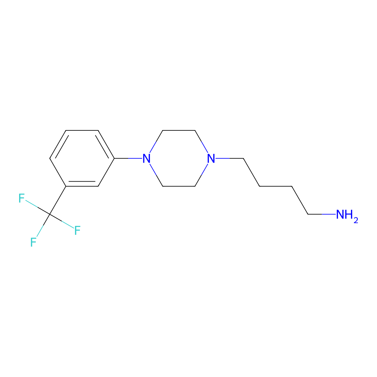 4-(4-(3-(Trifluoromethyl)phenyl)piperazin-1-yl)butan-1-amine molecular structure, CAS 82278-36-2