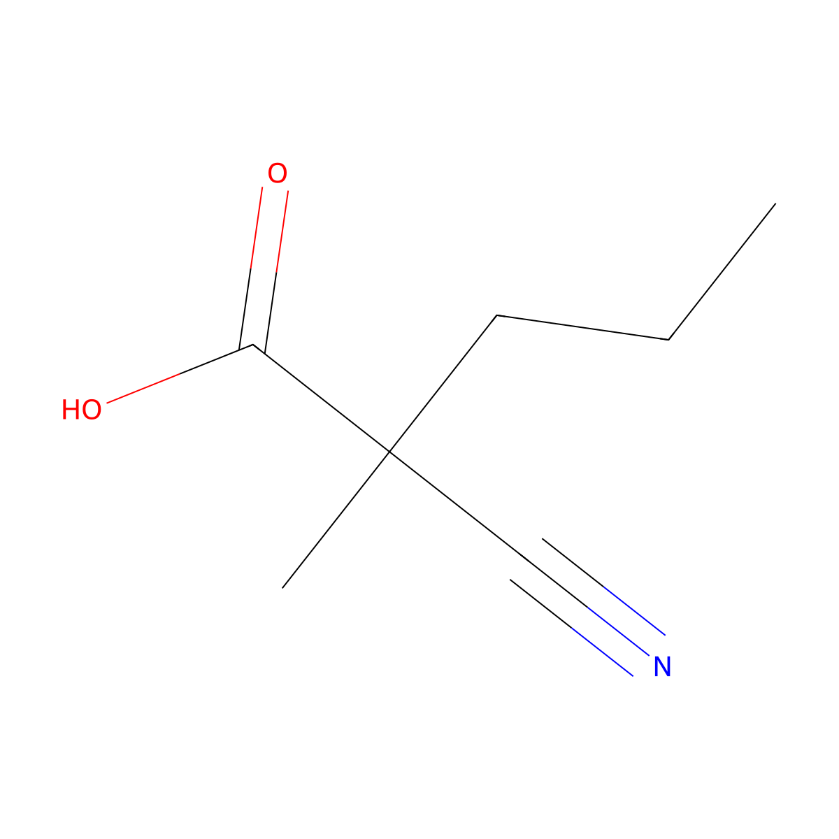 2-Cyano-2-methylpentanoic acid molecular structure, CAS 82295-37-2
