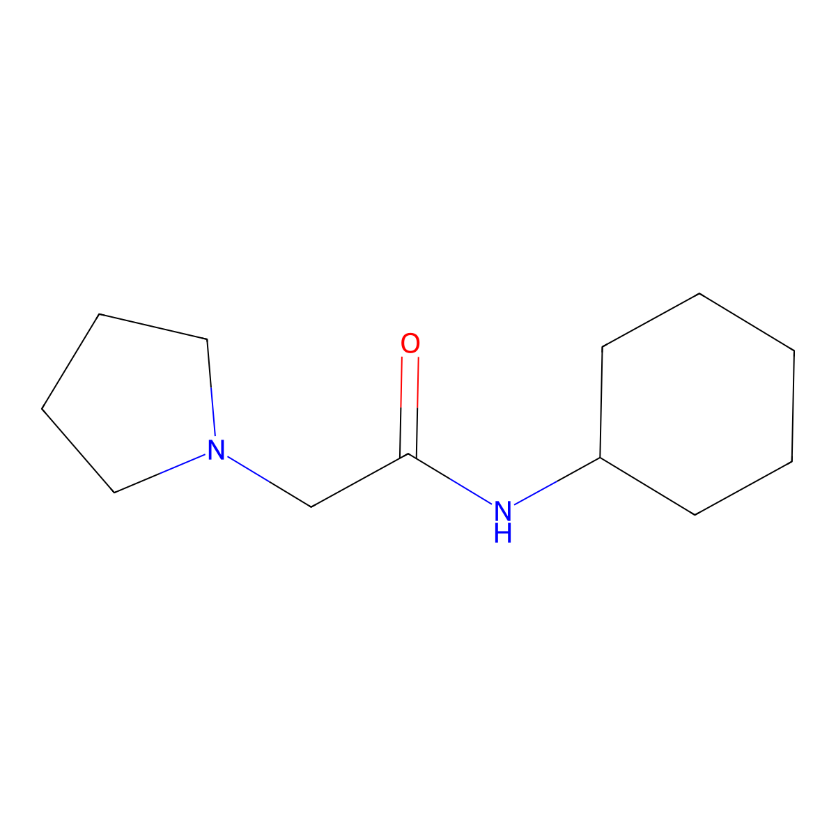 N-cyclohexyl-2-(pyrrolidin-1-yl)acetamide molecular structure, CAS 82297-39-0