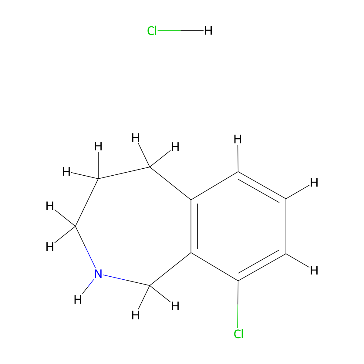 9-chloro-2,3,4,5-tetrahydro-1H-2-benzazepine hydrochloride molecular structure, CAS 82302-30-5