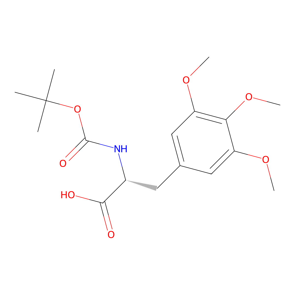 (2R)-2-[(Tert-butoxy)carbonylamino]-3-(3,4,5-trimethoxyphenyl)propanoic acid molecular structure, CAS 82317-85-9