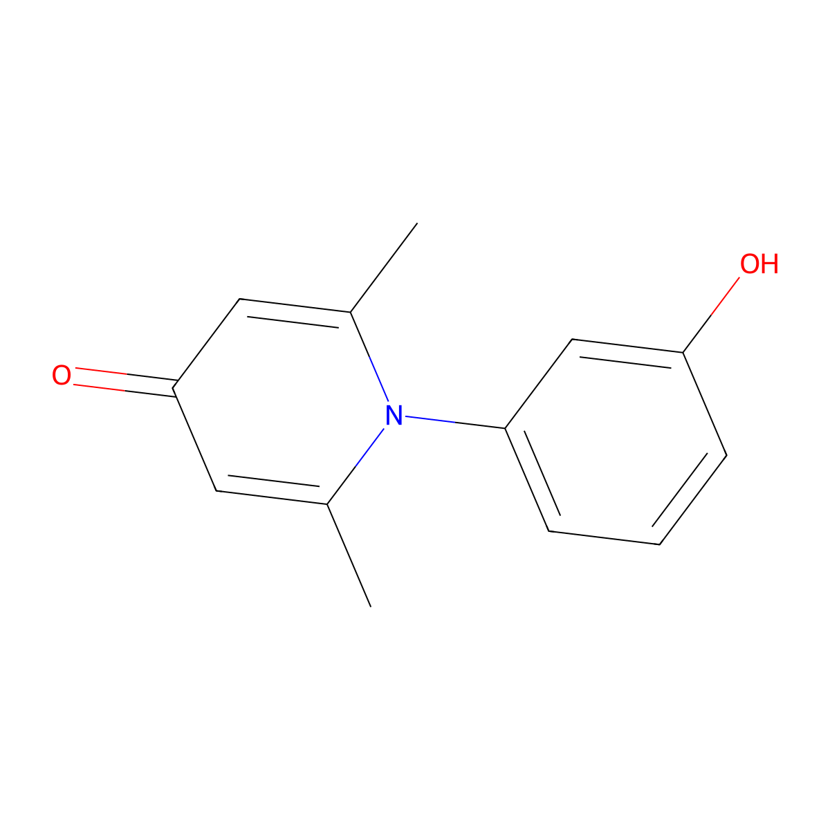 1-(3-hydroxyphenyl)-2,6-dimethylpyridin-4(1H)-one molecular structure, CAS 823176-21-2