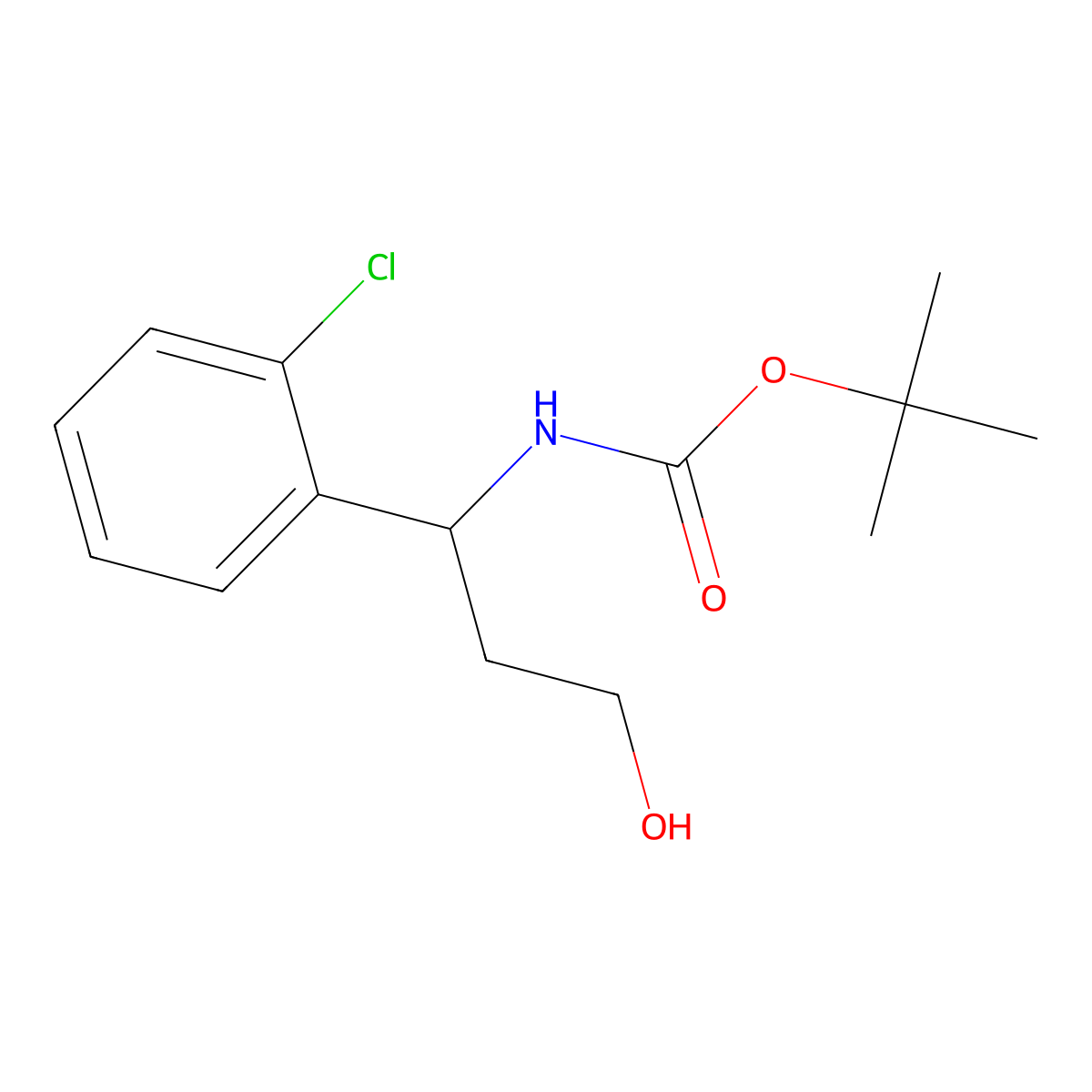 Tert-butyl N-[1-(2-chlorophenyl)-3-hydroxypropyl]carbamate molecular structure, CAS 823189-97-5