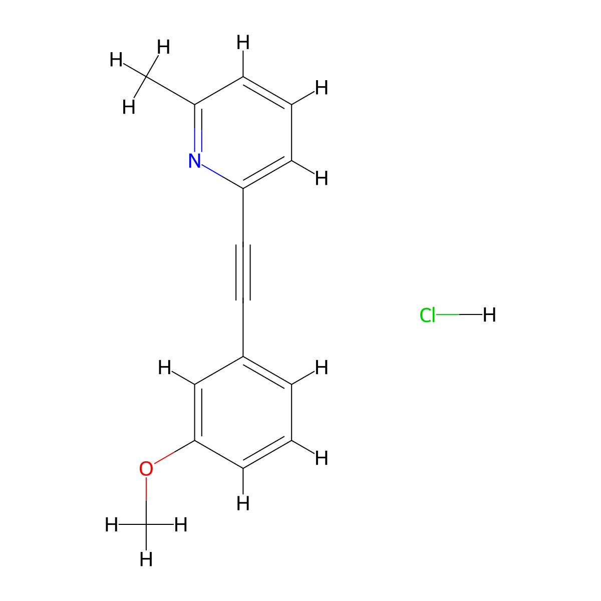 2-Methyl-6-[(3-methoxyphenyl)ethynyl]pyridine Hydrochloride molecular structure, CAS 823198-78-3