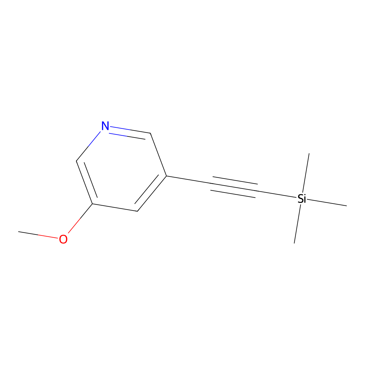 3-Methoxy-5-((trimethylsilyl)ethynyl)pyridine molecular structure, CAS 823199-09-3