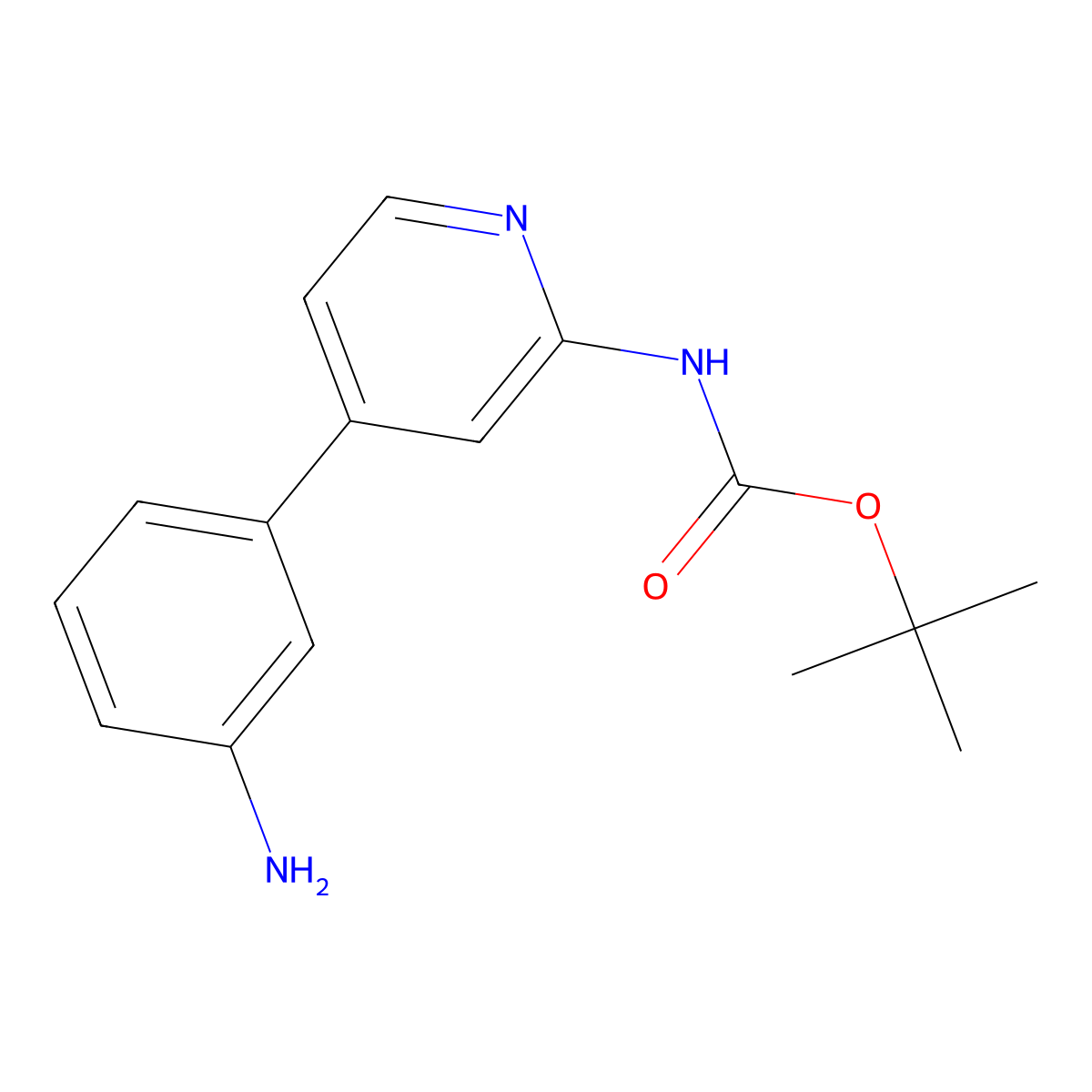 tert-Butyl [4-(3-aminophenyl)pyridin-2-yl]carbamate molecular structure, CAS 823215-68-5