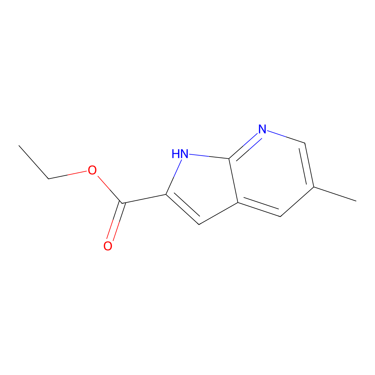 Ethyl 5-methyl-1H-pyrrolo[2,3-b]pyridine-2-carboxylate molecular structure, CAS 823217-70-5