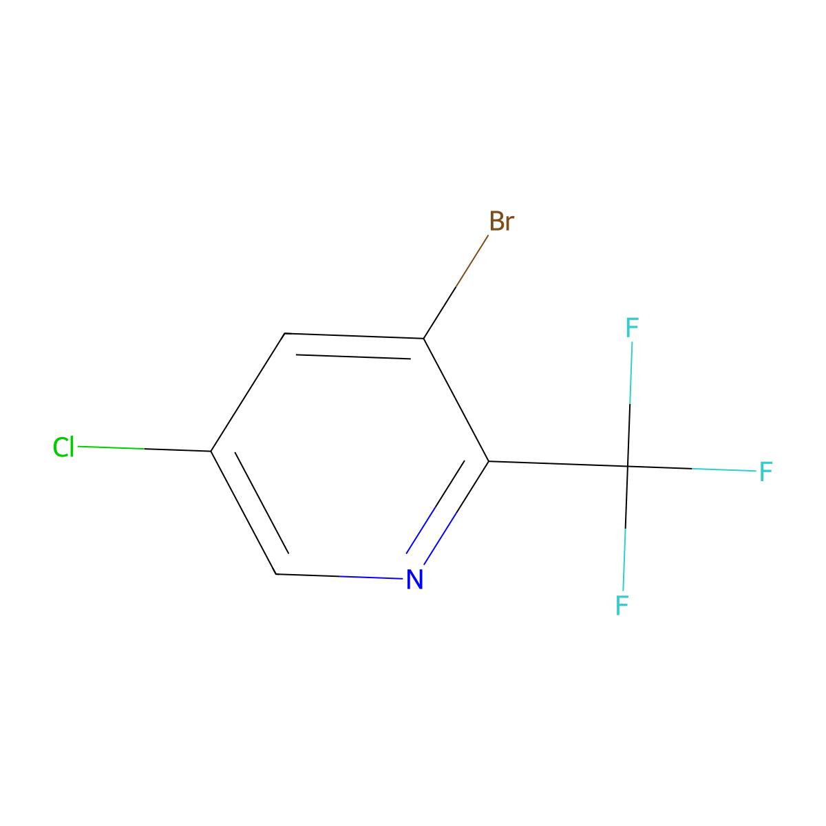 3-Bromo-5-chloro-2-(trifluoromethyl)pyridine molecular structure, CAS 823222-22-6