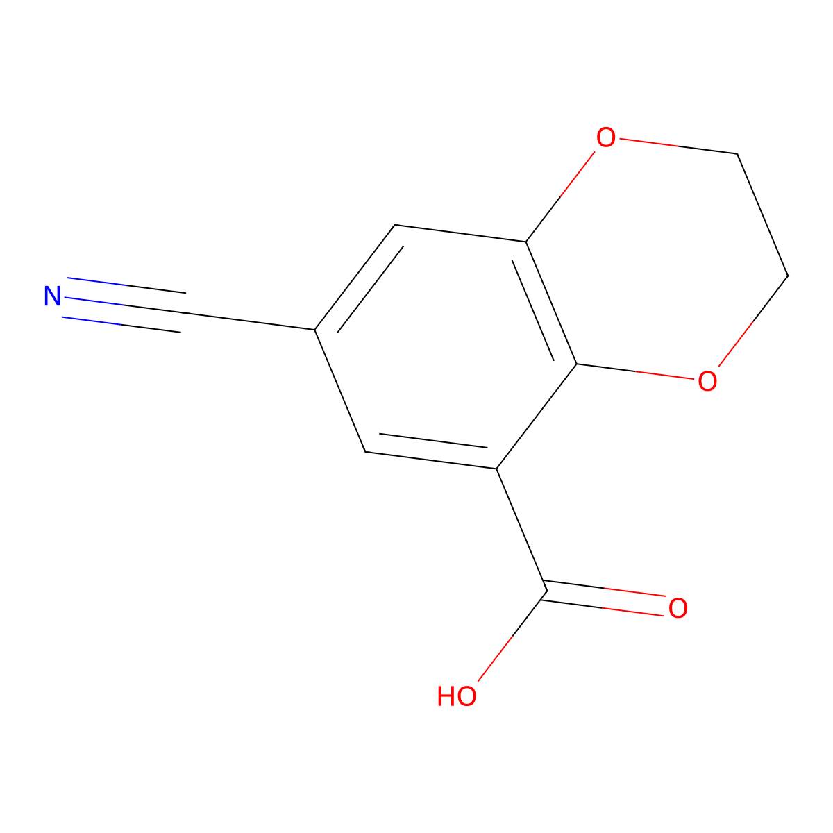 7-Cyano-2,3-dihydro-1,4-benzodioxine-5-carboxylic acid molecular structure, CAS 823225-70-3