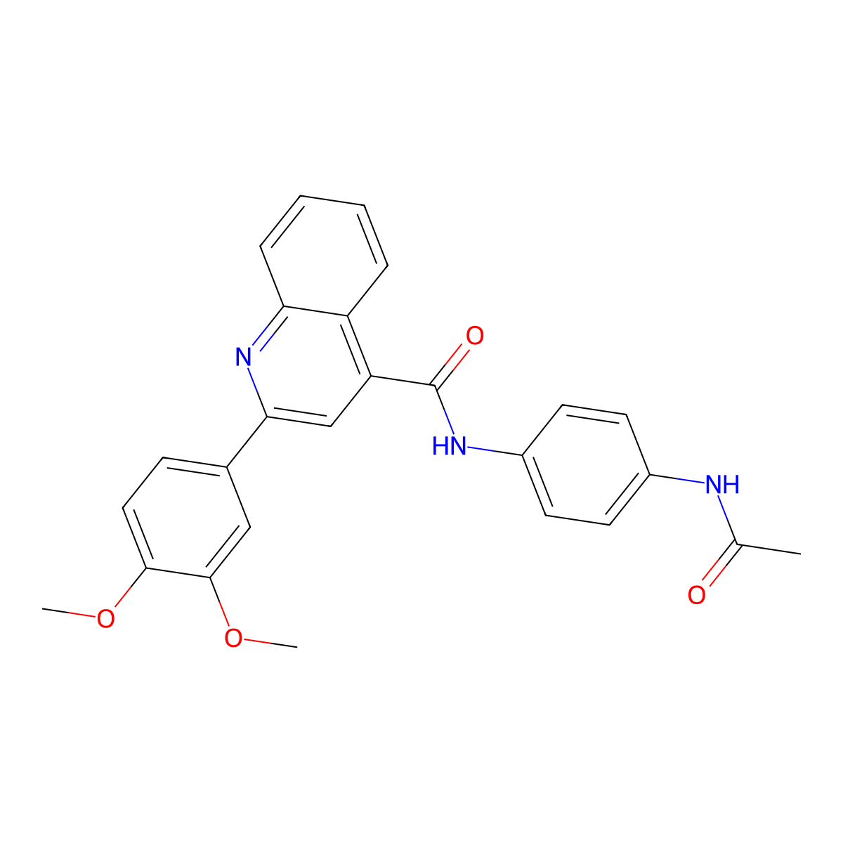 N-(4-acetamidophenyl)-2-(3,4-dimethoxyphenyl)quinoline-4-carboxamide molecular structure, CAS 823233-93-8