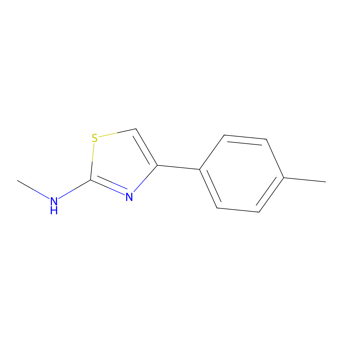 N-methyl-4-(4-methylphenyl)-1,3-thiazol-2-amine molecular structure, CAS 823236-59-5