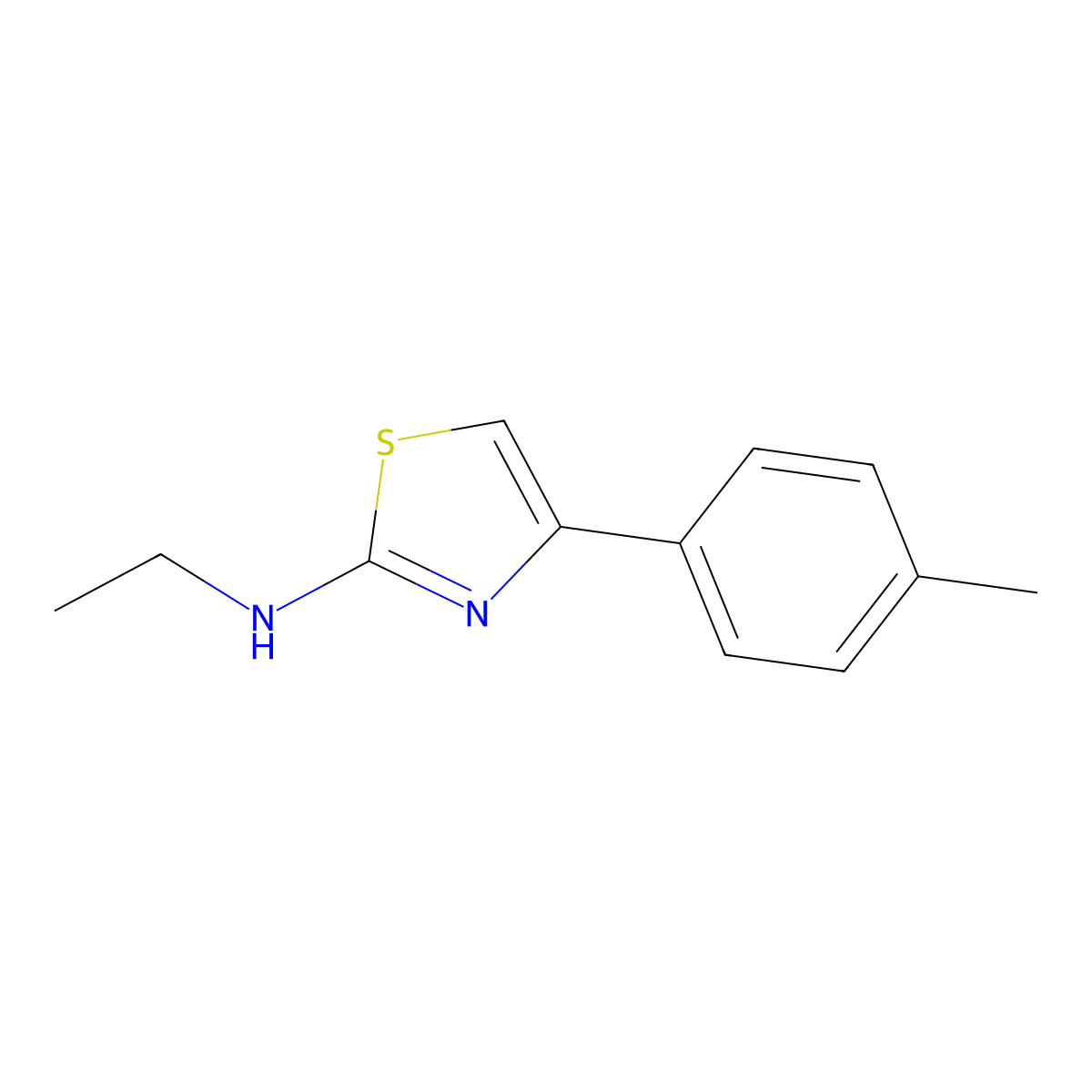 N-ethyl-4-(4-methylphenyl)-1,3-thiazol-2-amine molecular structure, CAS 823236-60-8