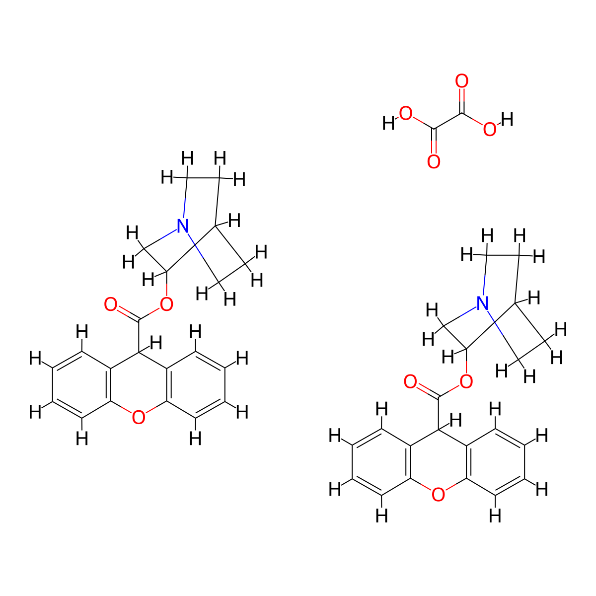 3-Quinuclidinylxanthene-9-carboxylic acid hemioxalate salt molecular structure, CAS 82326-74-7
