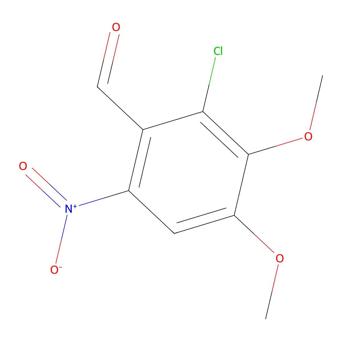 2-Chloro-3,4-dimethoxy-6-nitrobenzaldehyde molecular structure, CAS 82330-54-9