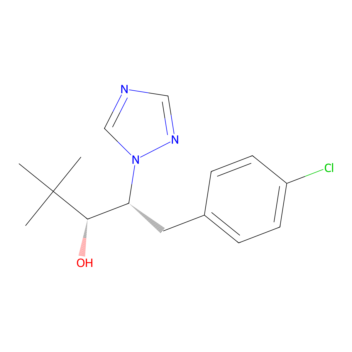 (2R,3R)-1-(4-chlorophenyl)-4,4-dimethyl-2-(1H-1,2,4-triazol-1-yl)pentan-3-ol molecular structure, CAS 82336-55-8