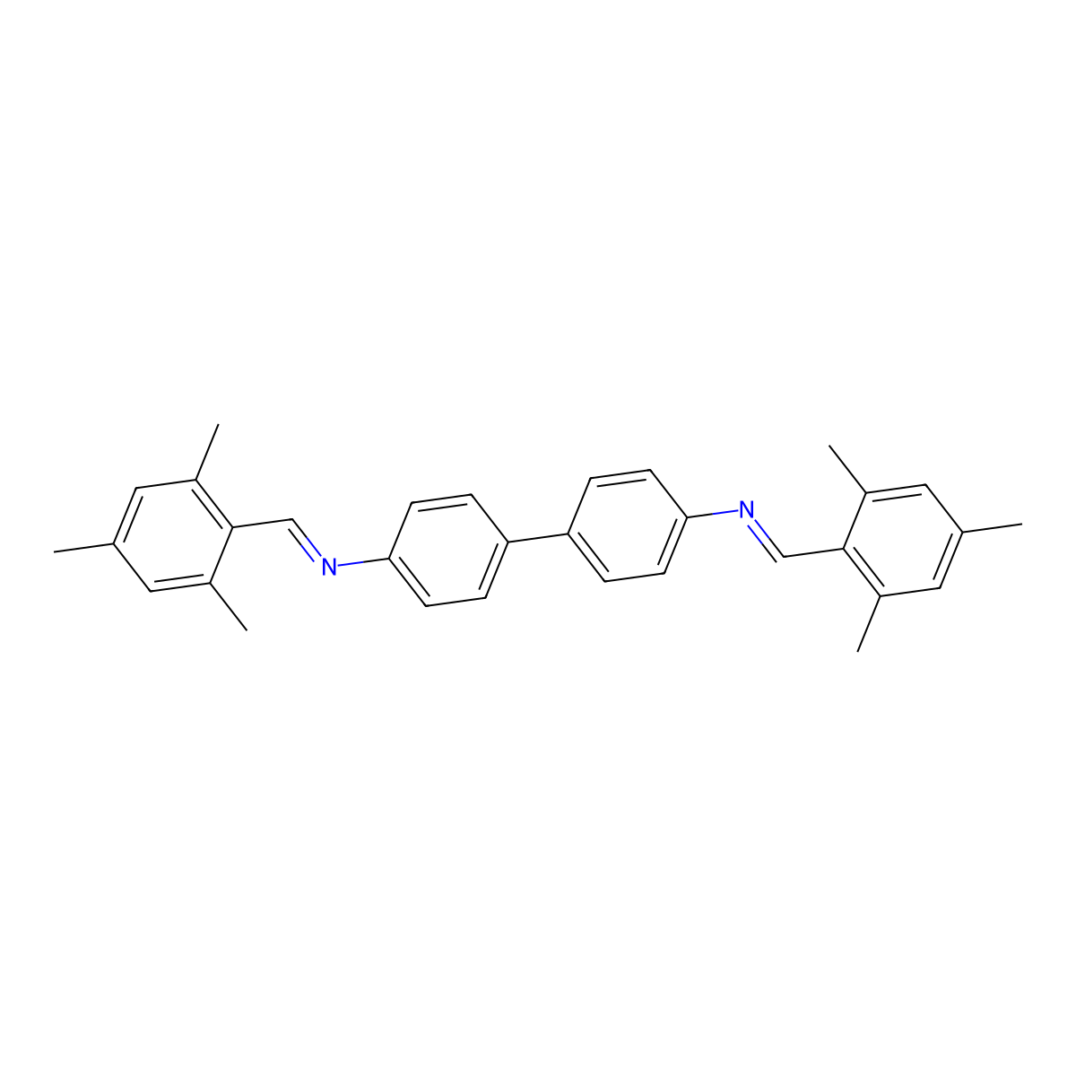 N,N'-bis[(E)-(2,4,6-trimethylphenyl)methylidene]biphenyl-4,4'-diamine molecular structure, CAS 82344-30-7