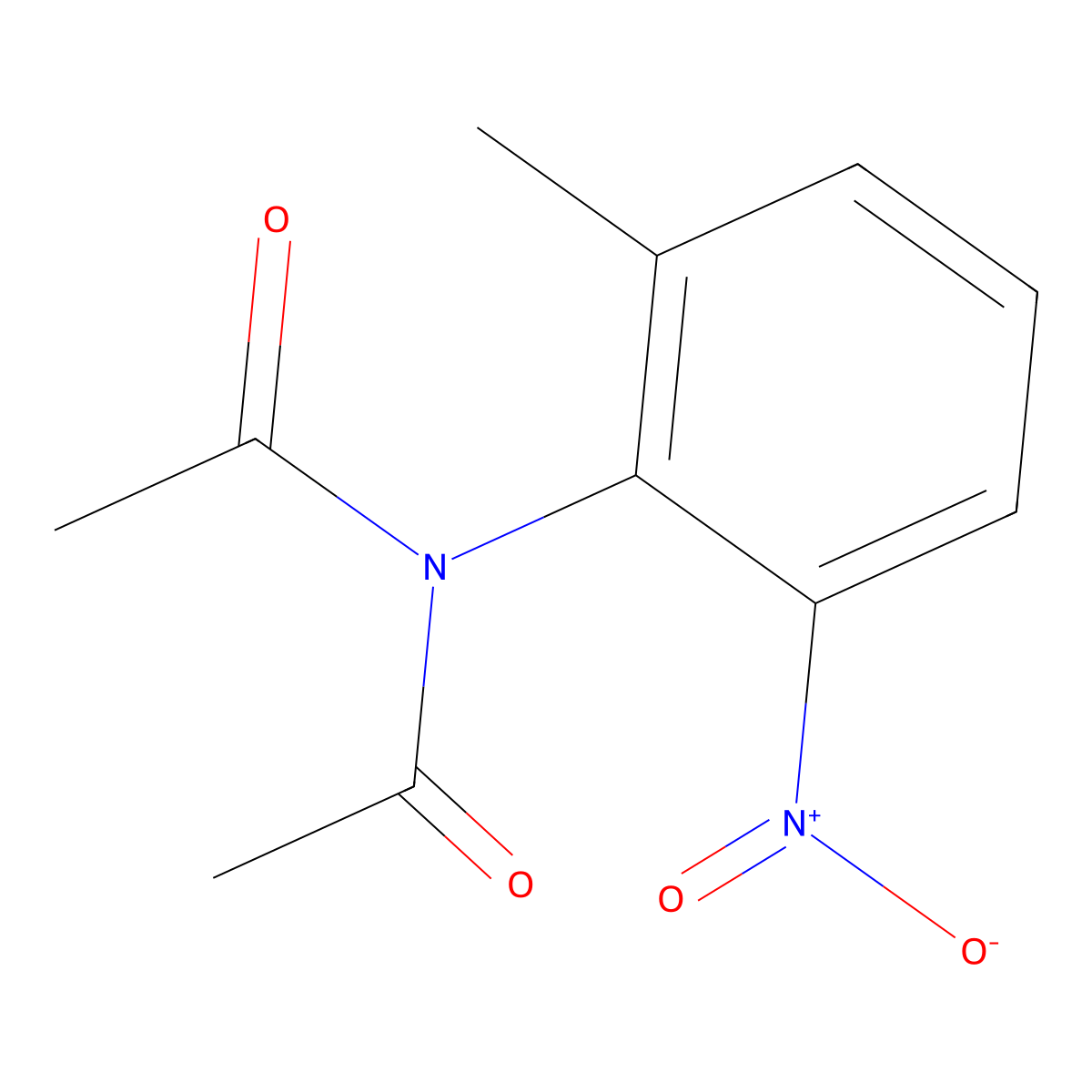 N-acetyl-N-(2-methyl-6-nitrophenyl)acetamide molecular structure, CAS 82344-53-4