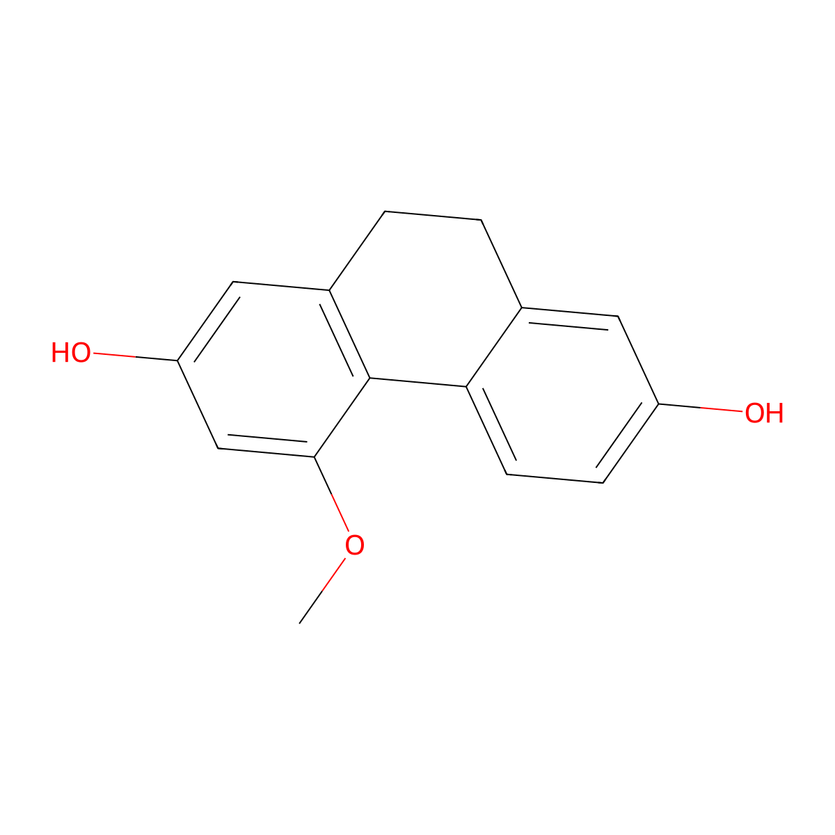 4-Methoxy-9,10-Dihydrophenanthrene-2,7-Diol molecular structure, CAS 82344-82-9