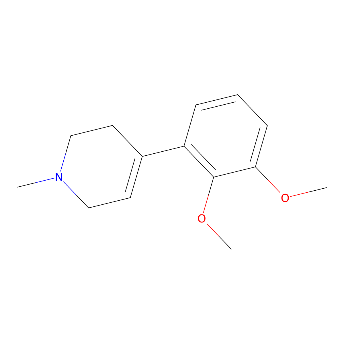 Pyridine, 4-(2,3-dimethoxyphenyl)-1,2,3,6-tetrahydro-1-methyl- molecular structure, CAS 82359-63-5
