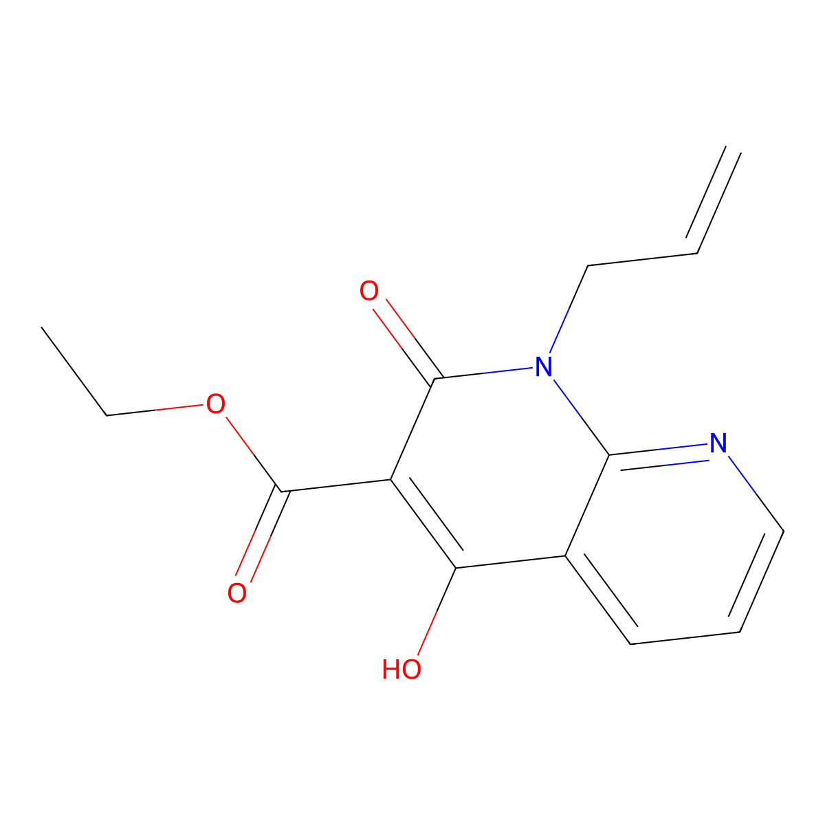 Ethyl 1-allyl-4-hydroxy-2-oxo-1,2-dihydro-1,8-naphthyridine-3-carboxylate molecular structure, CAS 82360-75-6