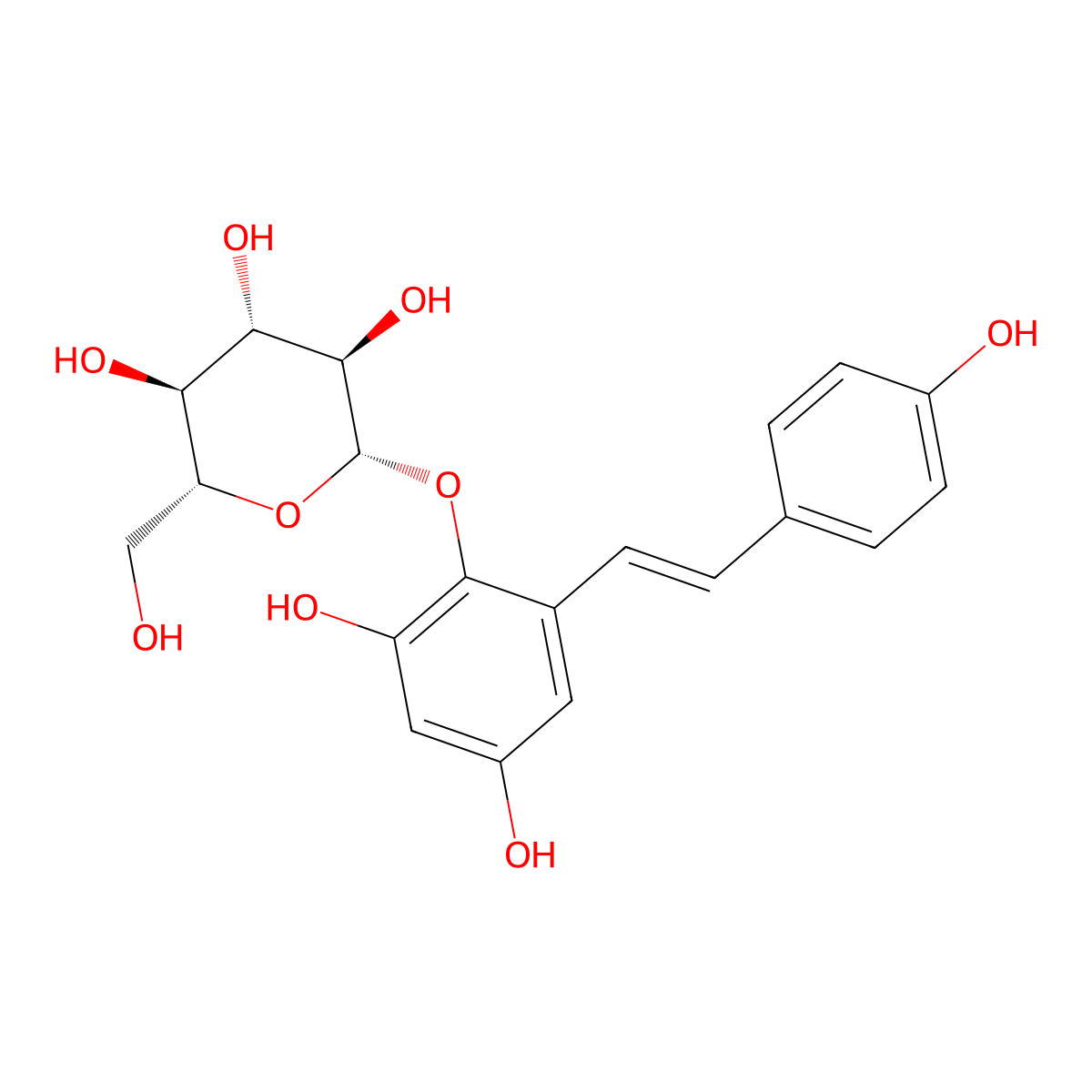 2,3,5,4'-Tetrahydroxystilbene-2-O-beta-D-glucoside molecular structure, CAS 82373-94-2