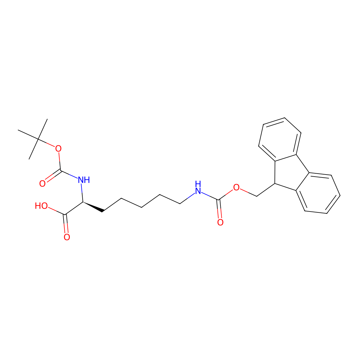 (S)-7-((((9H-Fluoren-9-YL)methoxy)carbonyl)amino)-2-((tert-butoxycarbonyl)amino)heptanoic acid molecular structure, CAS 823780-65-0