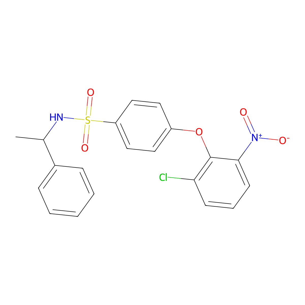 4-(2-chloro-6-nitrophenoxy)-N-(1-phenylethyl)benzenesulfonamide molecular structure, CAS 823780-81-0