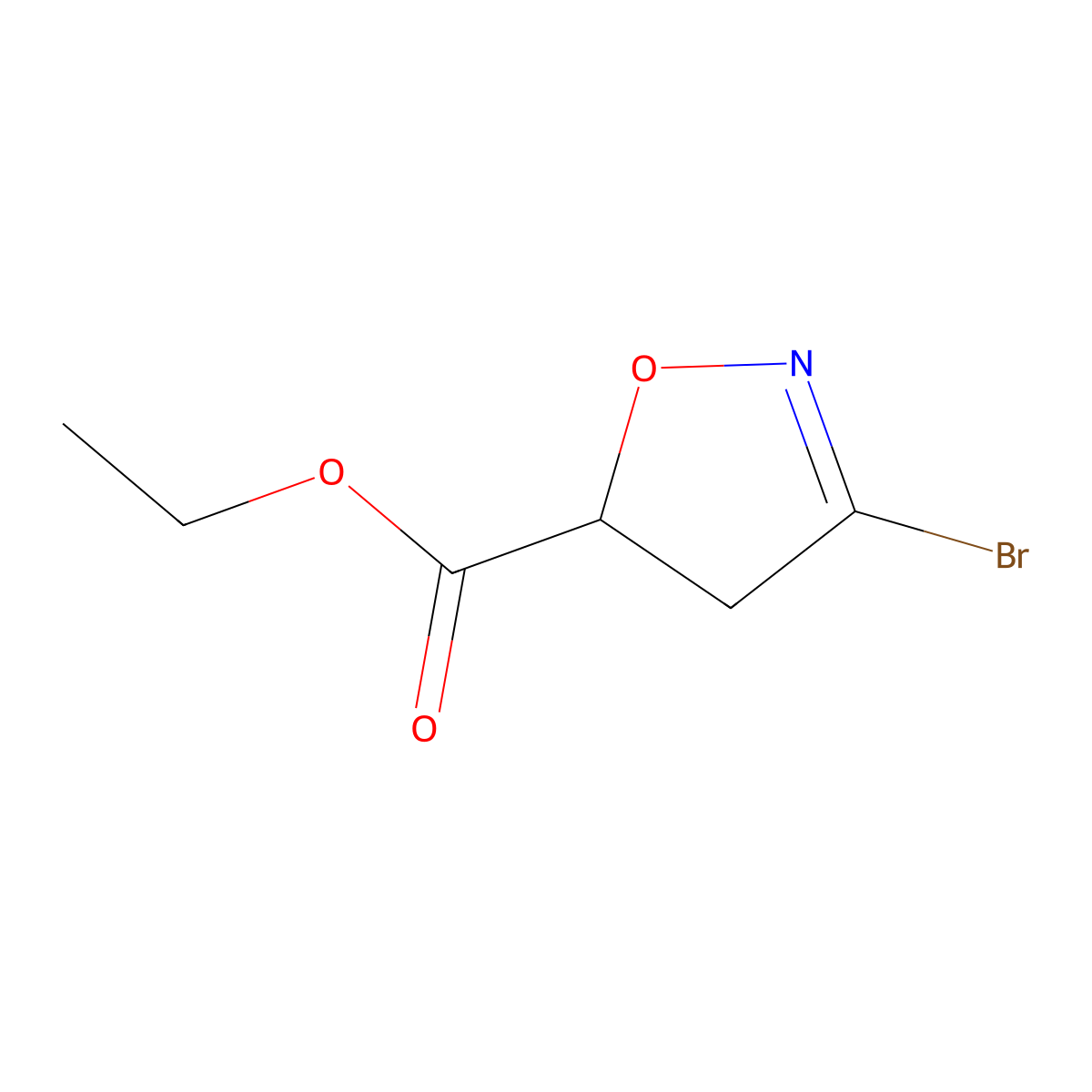 Ethyl 3-bromo-4,5-dihydro-1,2-oxazole-5-carboxylate molecular structure, CAS 823787-15-1