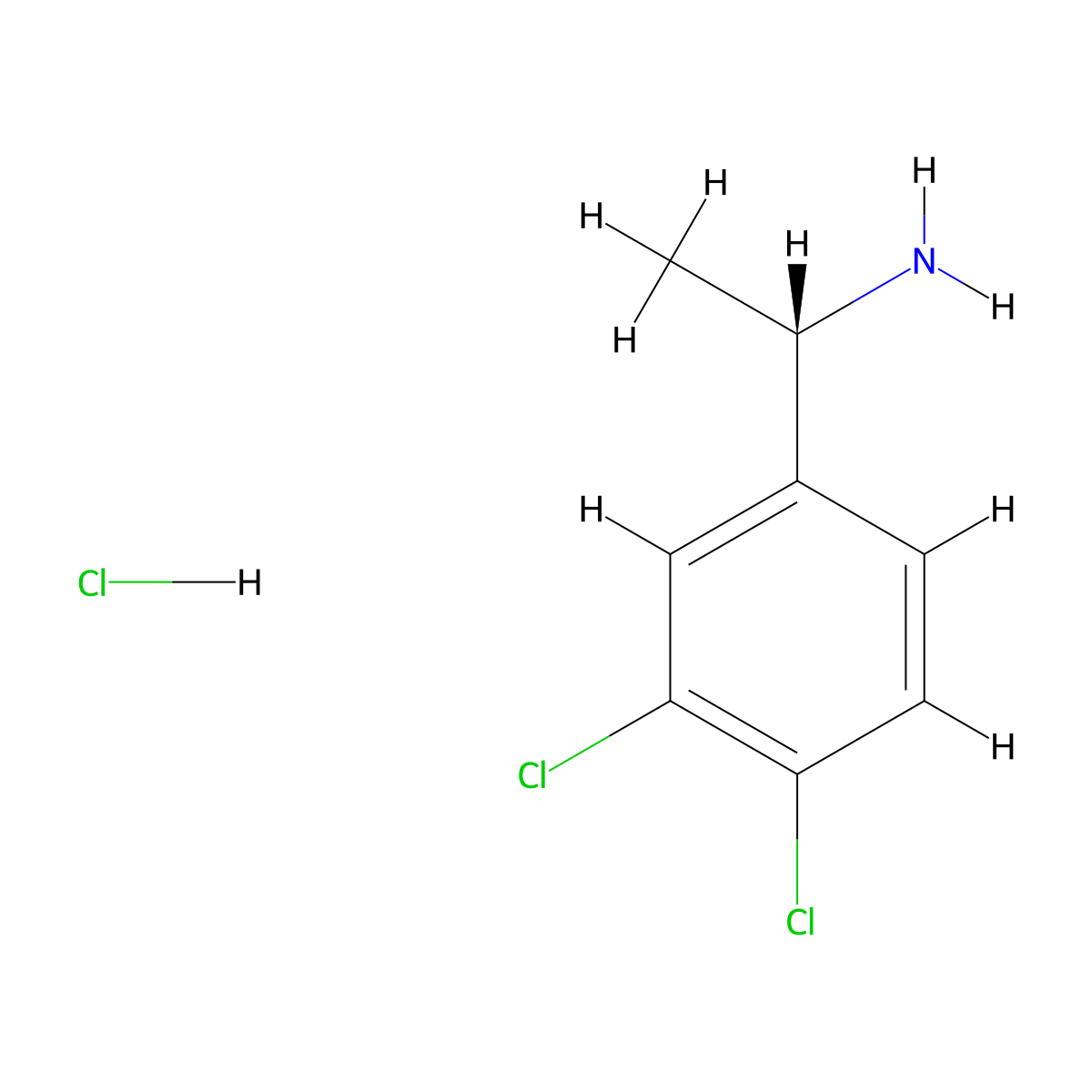(S)-1-(3,4-dichlorophenyl)ethanamine hydrochloride molecular structure, CAS 823790-74-5