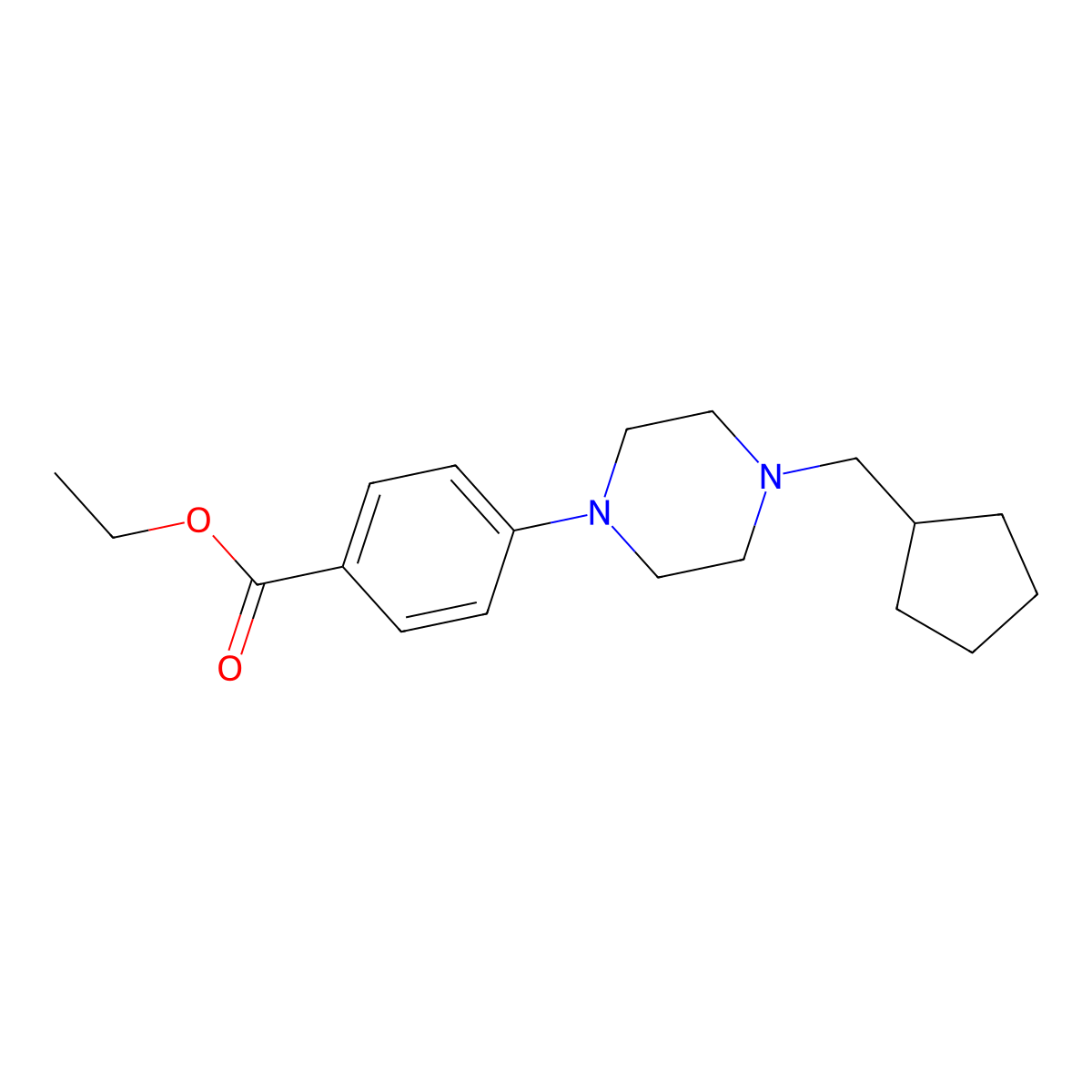 Ethyl 4-[4-(cyclopentylmethyl)piperazin-1-yl]benzoate molecular structure, CAS 823794-58-7
