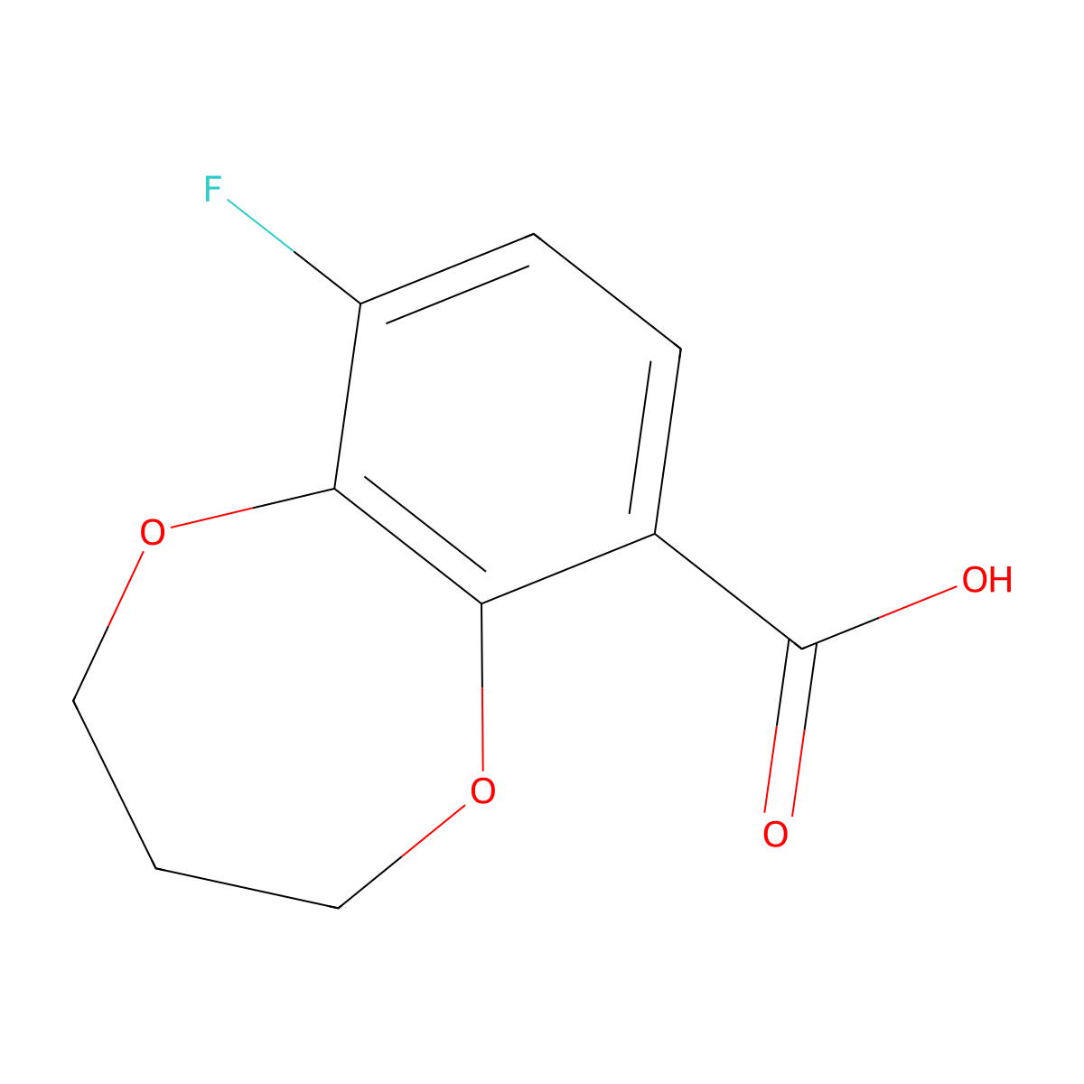 9-Fluoro-3,4-dihydro-2H-1,5-benzodioxepine-6-carboxylic acid molecular structure, CAS 823797-33-7