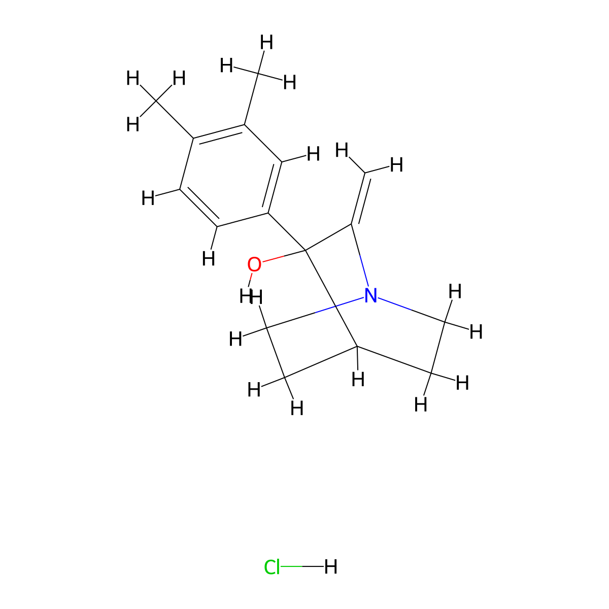 3-Quinuclidinol, 2-methylene-3-(3,4-xylyl)-, hydrochloride molecular structure, CAS 82380-45-8