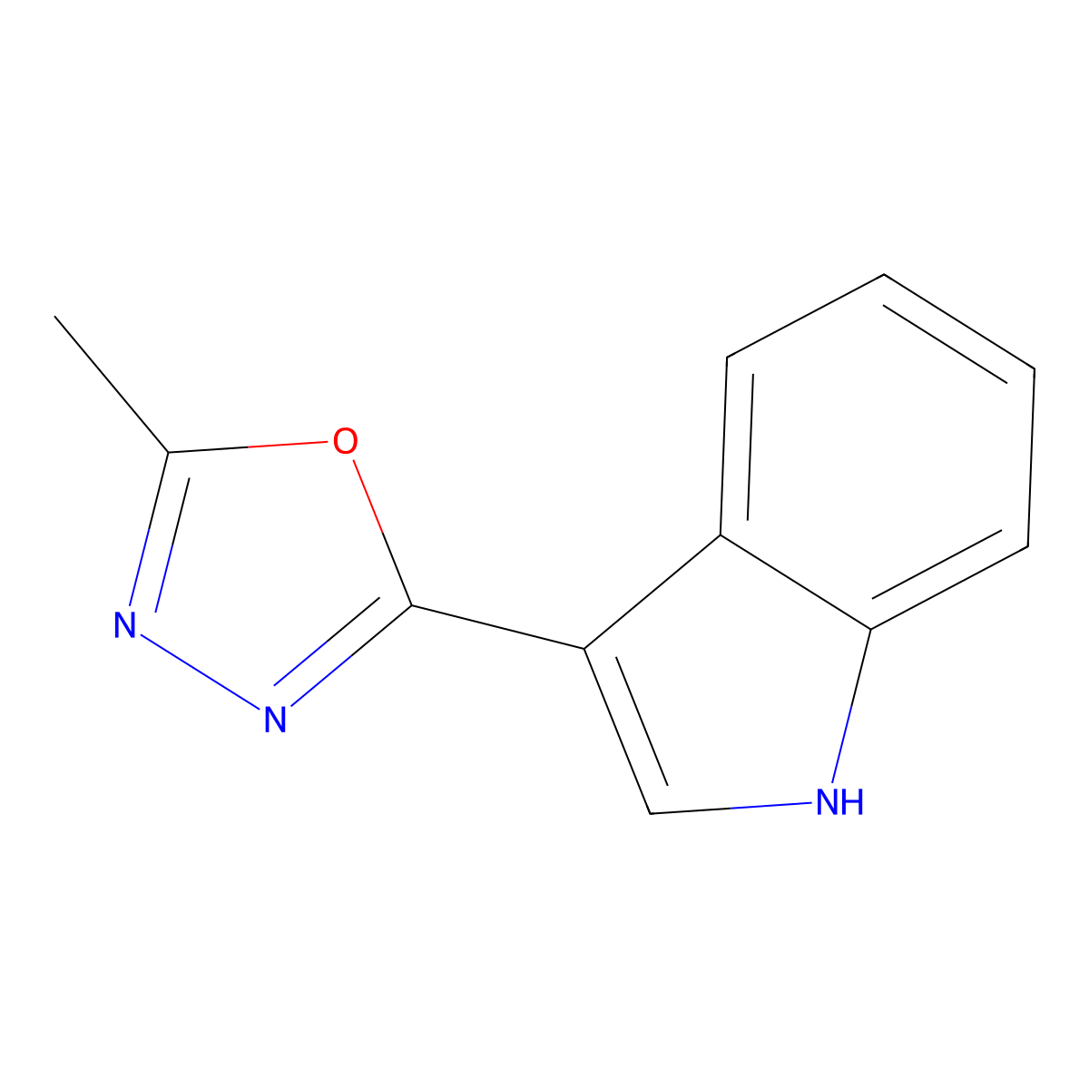 3-(5-methyl-1,3,4-oxadiazol-2-yl)-1H-indole molecular structure, CAS 82380-65-2