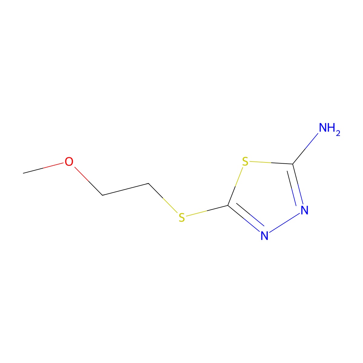 5-[(2-Methoxyethyl)thio]-1,3,4-thiadiazol-2-amine molecular structure, CAS 82381-77-9