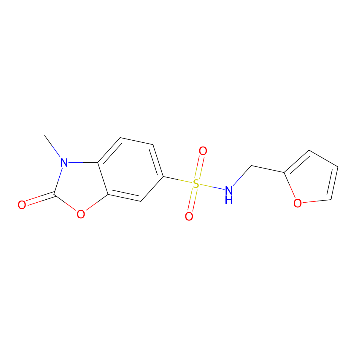 N-(furan-2-ylmethyl)-3-methyl-2-oxo-1,3-benzoxazole-6-sulfonamide molecular structure, CAS 823822-51-1