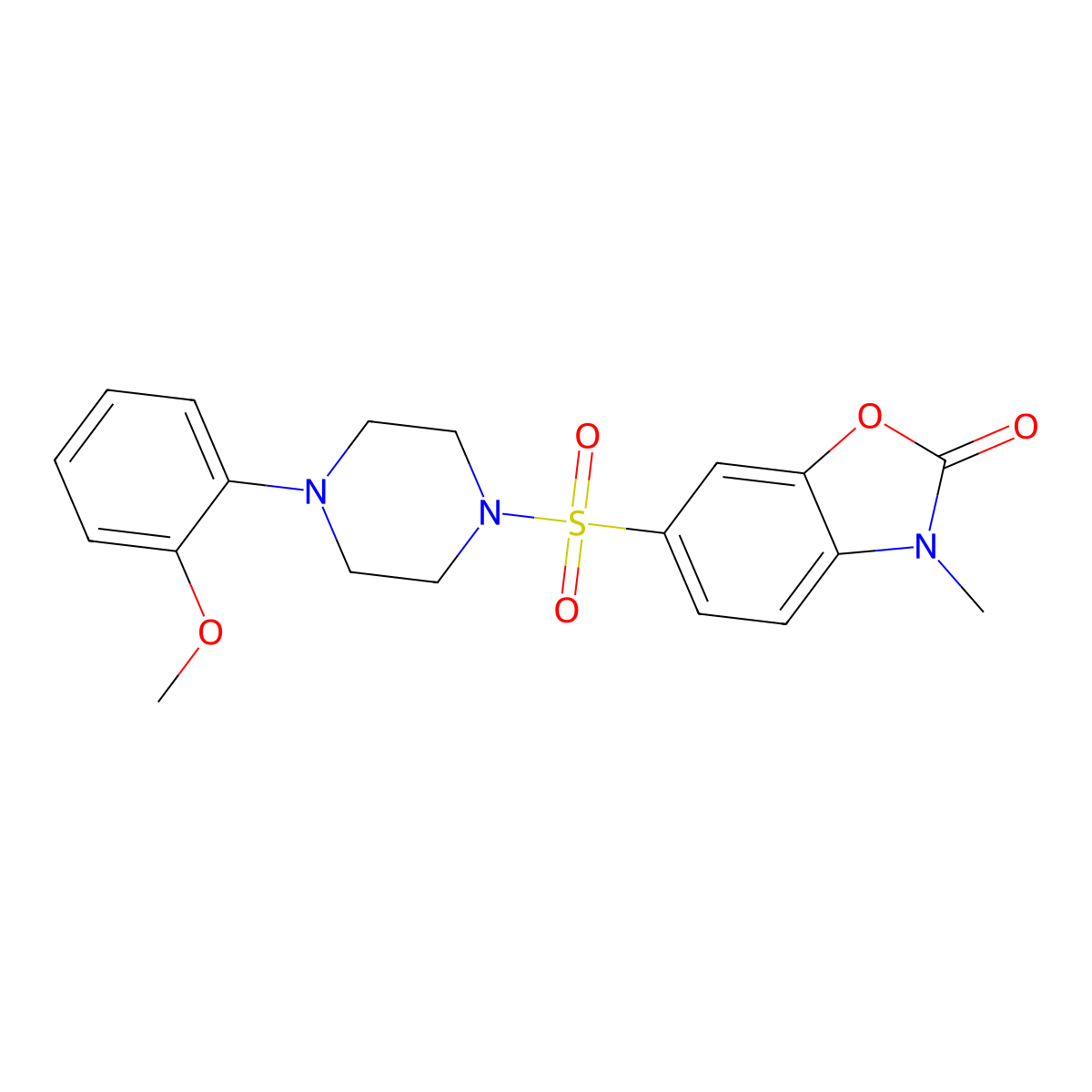 6-[4-(2-Methoxy-phenyl)-piperazine-1-sulfonyl]-3-methyl-3H-benzooxazol-2-one molecular structure, CAS 823822-52-2