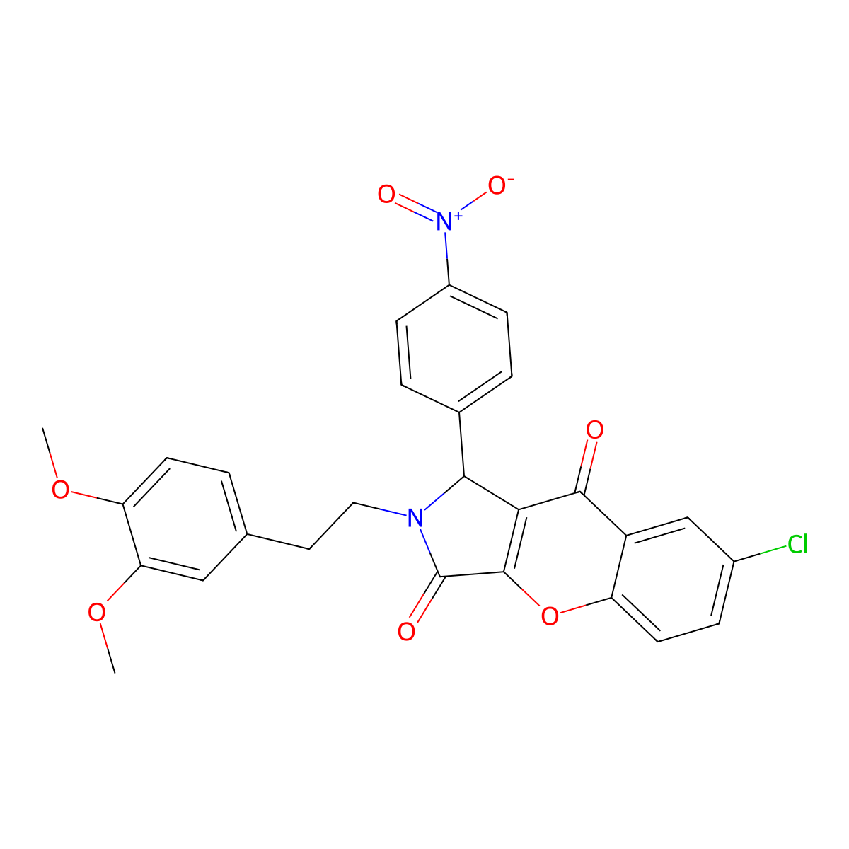 7-chloro-2-[2-(3,4-dimethoxyphenyl)ethyl]-1-(4-nitrophenyl)-1H-chromeno[2,3-c]pyrrole-3,9-dione molecular structure, CAS 823823-12-7