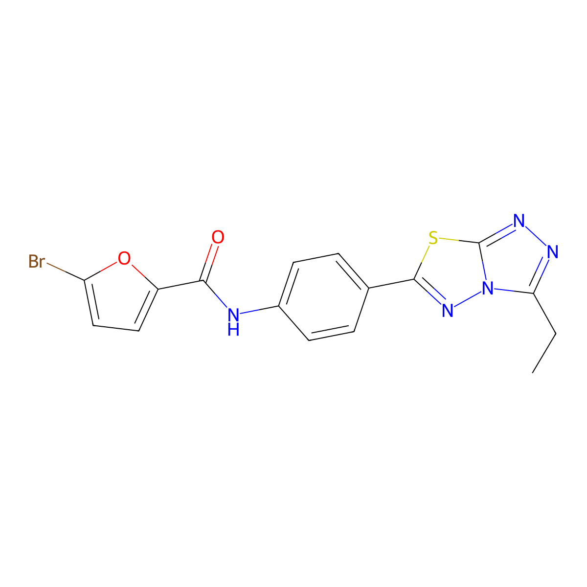 5-bromo-N-[4-(3-ethyl-[1,2,4]triazolo[3,4-b][1,3,4]thiadiazol-6-yl)phenyl]furan-2-carboxamide molecular structure, CAS 823823-66-1