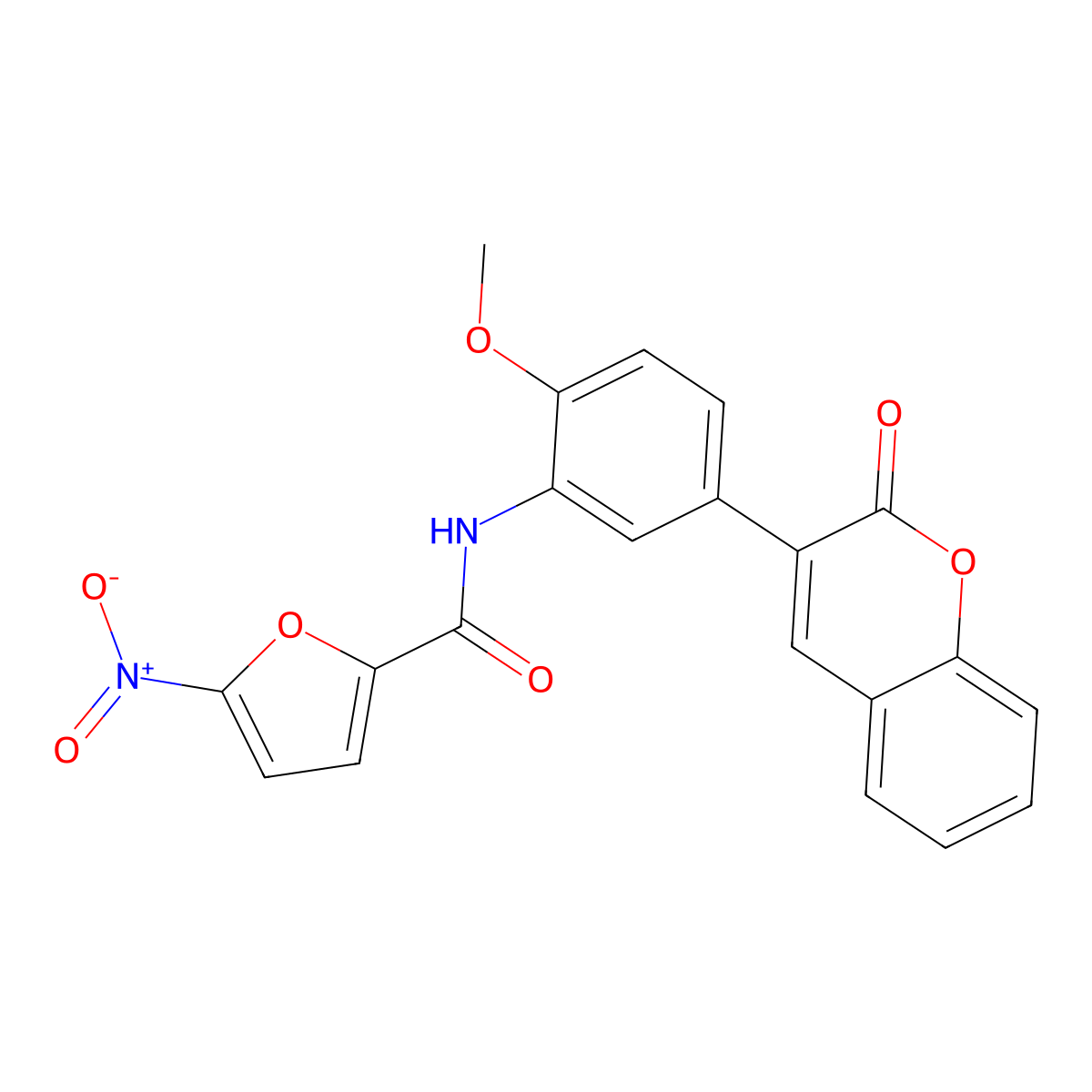 N-[2-methoxy-5-(2-oxo-1-benzopyran-3-yl)phenyl]-5-nitro-2-furancarboxamide molecular structure, CAS 823823-68-3