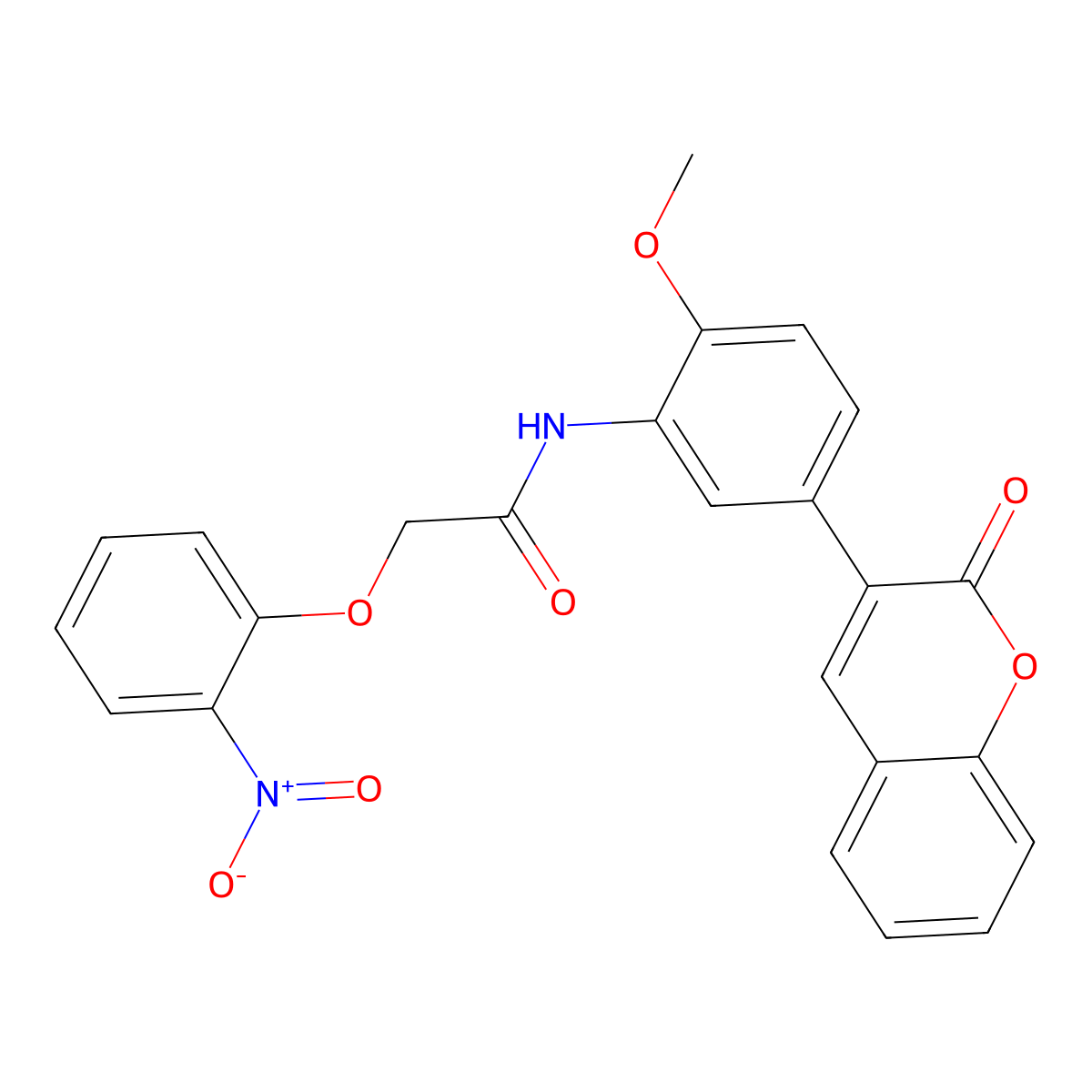 N-[2-methoxy-5-(2-oxochromen-3-yl)phenyl]-2-(2-nitrophenoxy)acetamide molecular structure, CAS 823823-73-0