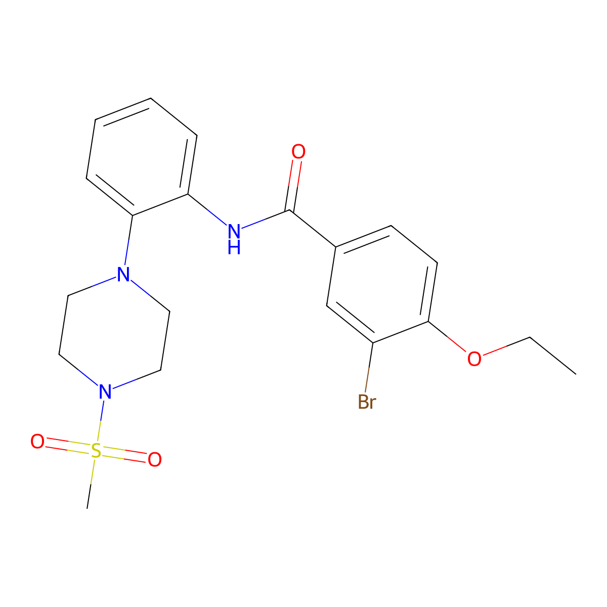 3-bromo-4-ethoxy-N-[2-(4-methylsulfonylpiperazin-1-yl)phenyl]benzamide molecular structure, CAS 823823-82-1