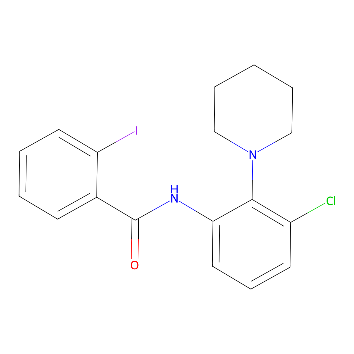 N-(3-chloro-2-piperidin-1-ylphenyl)-2-iodobenzamide molecular structure, CAS 823823-96-7