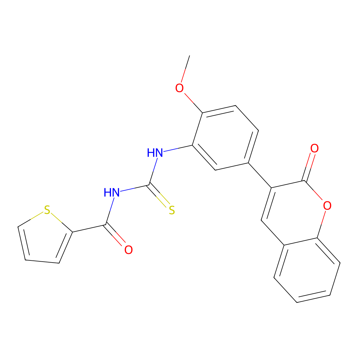 N-[[2-methoxy-5-(2-oxochromen-3-yl)phenyl]carbamothioyl]thiophene-2-carboxamide molecular structure, CAS 823824-23-3